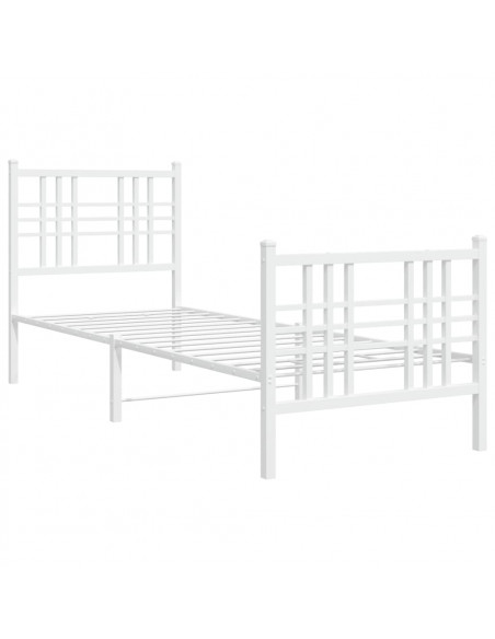 Giroletto con Testiera e Pediera Metallo Bianco 80x200 cm
