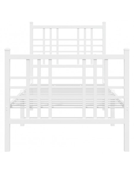 Giroletto con Testiera e Pediera Metallo Bianco 80x200 cm