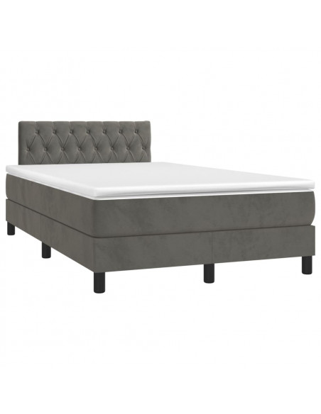 Giroletto a Molle con Materasso Grigio Scuro 120x190 cm Velluto