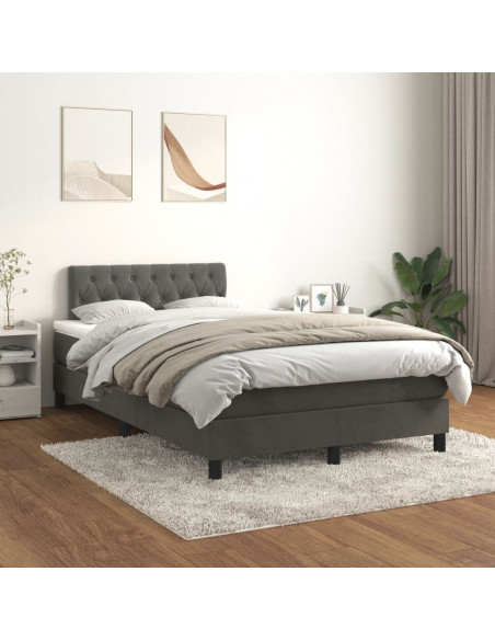 Giroletto a Molle con Materasso Grigio Scuro 120x190 cm Velluto