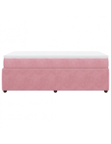 Giroletto a Molle con Materasso Rosa 90x190 cm in Velluto