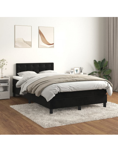 Giroletto a Molle con Materasso Nero 120x190 cm in Velluto