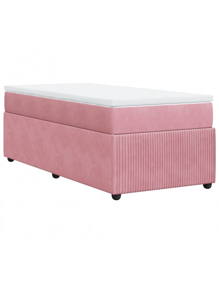 Giroletto a Molle con Materasso Rosa 90x190 cm in Velluto