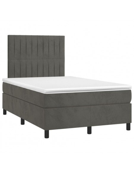 Giroletto a Molle con Materasso Grigio Scuro 120x190 cm Velluto