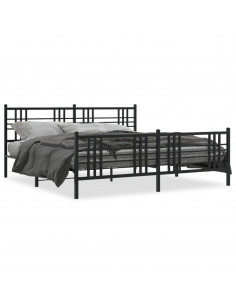 Giroletto con Testiera e Pediera Metallo Nero 183x213 cm 2