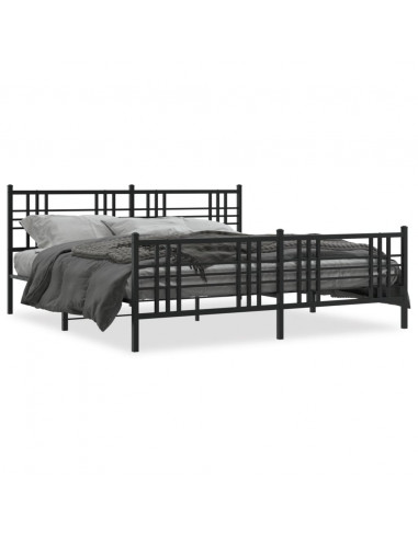 Giroletto con Testiera e Pediera Metallo Nero 183x213 cm