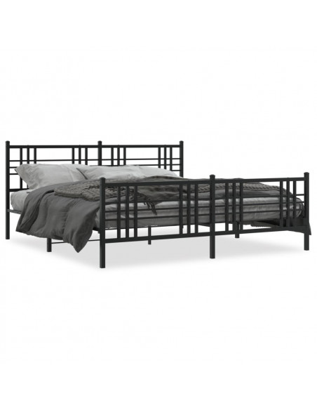 Giroletto con Testiera e Pediera Metallo Nero 183x213 cm