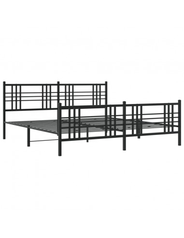 Giroletto con Testiera e Pediera Metallo Nero 183x213 cm