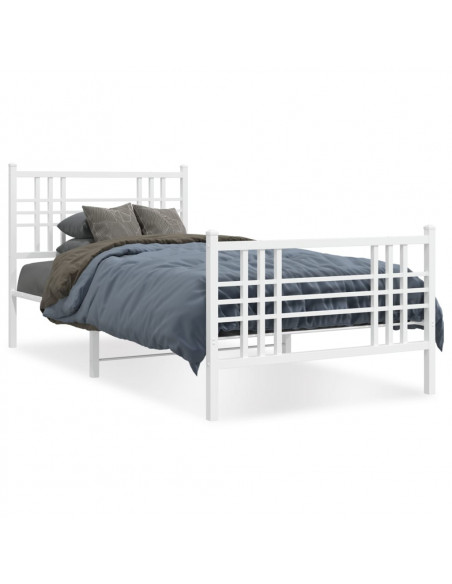 Giroletto con Testiera e Pediera Metallo Bianco 107x203 cm