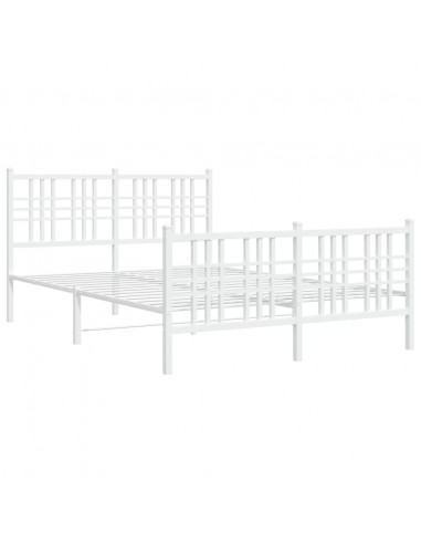 Giroletto con Testiera e Pediera Metallo Bianco 140x190 cm