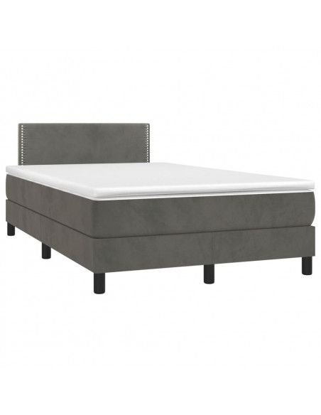 Giroletto a Molle con Materasso Grigio Scuro 120x190 cm Velluto
