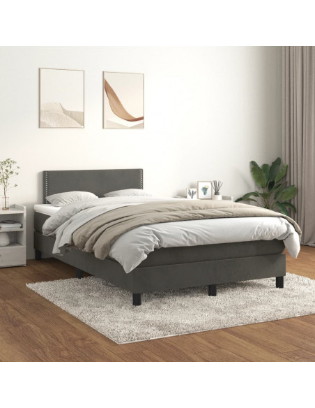 Giroletto a Molle con Materasso Grigio Scuro 120x190 cm Velluto