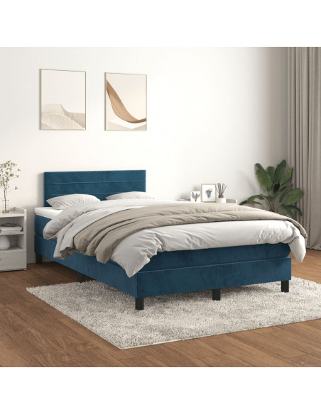 Giroletto a Molle con Materasso Blu Scuro 120x190 cm in Velluto