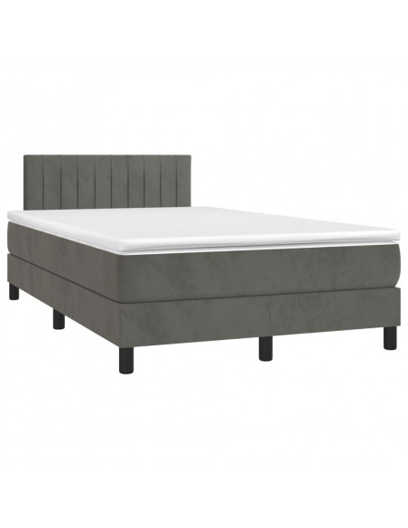 Giroletto a Molle con Materasso Grigio Scuro 120x190 cm Velluto