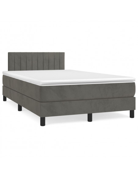 Giroletto a Molle con Materasso Grigio Scuro 120x190 cm Velluto