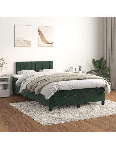 Giroletto a Molle con Materasso Verde Scuro 120x190 cm Velluto