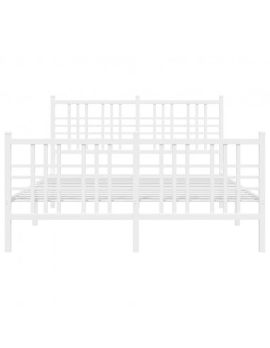 Giroletto con Testiera e Pediera Metallo Bianco 137x190 cm