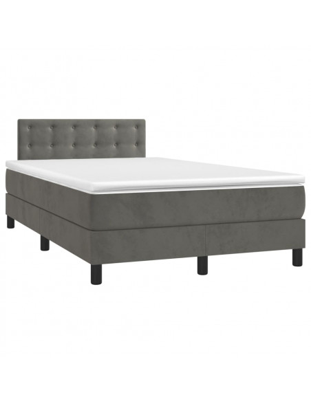 Giroletto a Molle con Materasso Grigio Scuro 120x190 cm Velluto