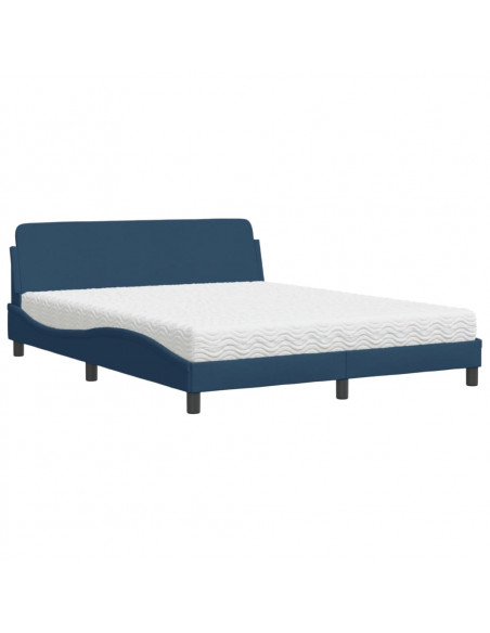Letto con Materasso Blu 160x200 cm in Tessuto