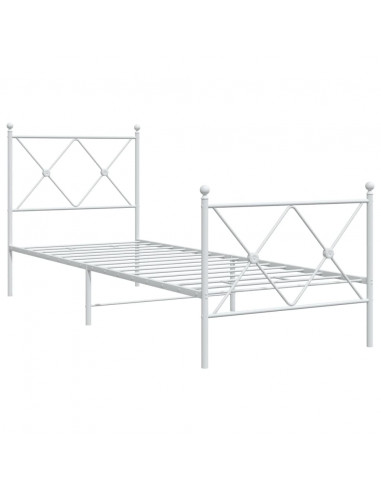 Giroletto con Testiera e Pediera Metallo Bianco 75x190 cm