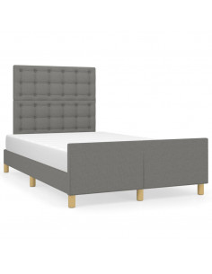 Giroletto con Testiera Grigio Scuro 120x190 cm in Tessuto 2