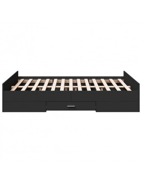 Giroletto con Cassetti Nero 140x190 cm in Legno Multistrato