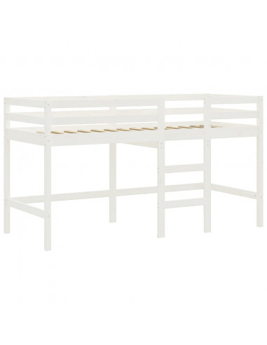 Letto a Soppalco con Tende Bambini Rosa 90x190 cm Massello Pino