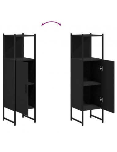 Mobile da Bagno Nero 33x33x120,5 cm in Legno Multistrato