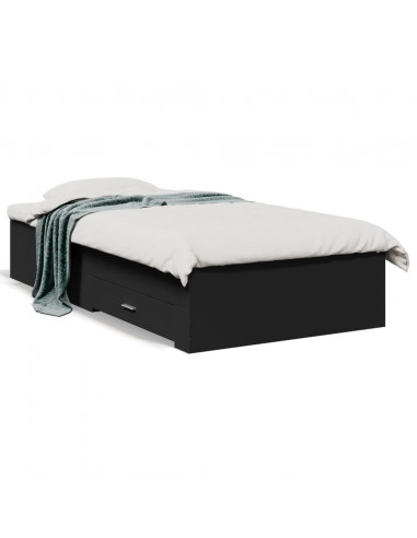 Giroletto con Cassetti Nero 75x190 cm in Legno Multistrato