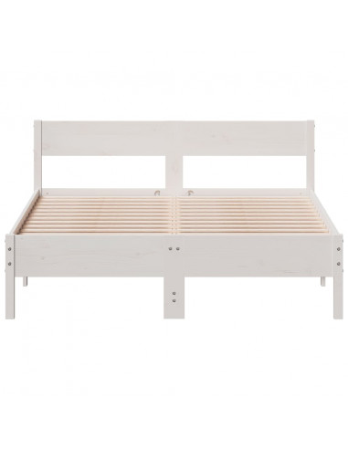 Giroletto con Testiera Bianco 140x200 cm Legno Massello di Pino