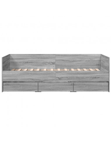 Divano Letto con Cassetti Grigio Sonoma 100x200 cm Multistrato