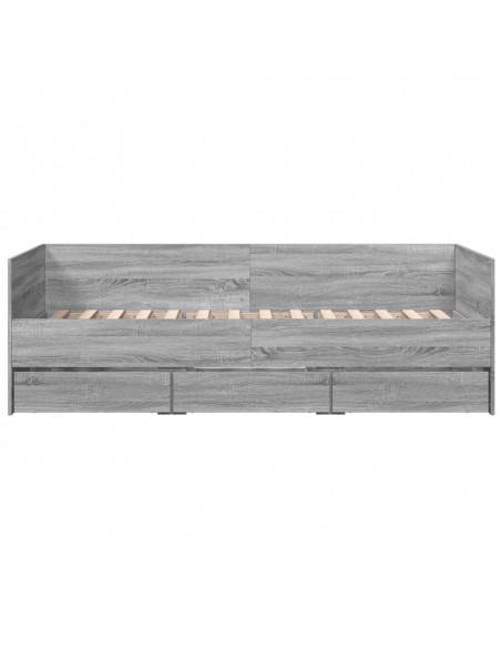 Divano Letto con Cassetti Grigio Sonoma 100x200 cm Multistrato