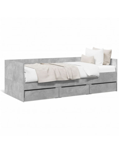 Divano Letto con Cassetti Grigio Cemento 100x200 cm Multistrato