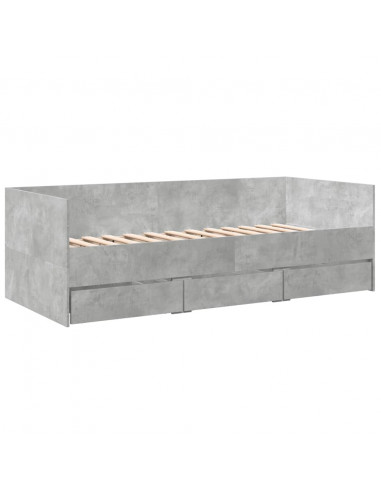 Divano Letto con Cassetti Grigio Cemento 100x200 cm Multistrato