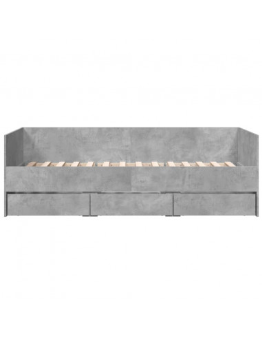 Divano Letto con Cassetti Grigio Cemento 100x200 cm Multistrato