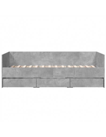 Divano Letto con Cassetti Grigio Cemento 100x200 cm Multistrato