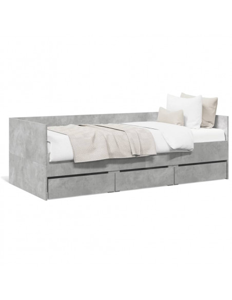 Divano Letto con Cassetti Grigio Cemento 90x190 cm Multistrato
