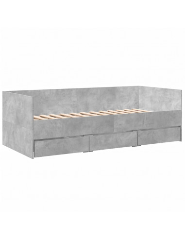 Divano Letto con Cassetti Grigio Cemento 90x190 cm Multistrato