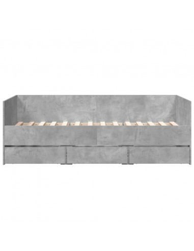 Divano Letto con Cassetti Grigio Cemento 90x190 cm Multistrato