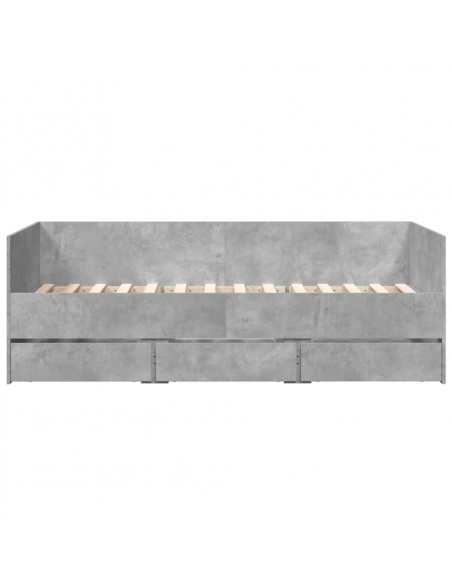Divano Letto con Cassetti Grigio Cemento 90x190 cm Multistrato