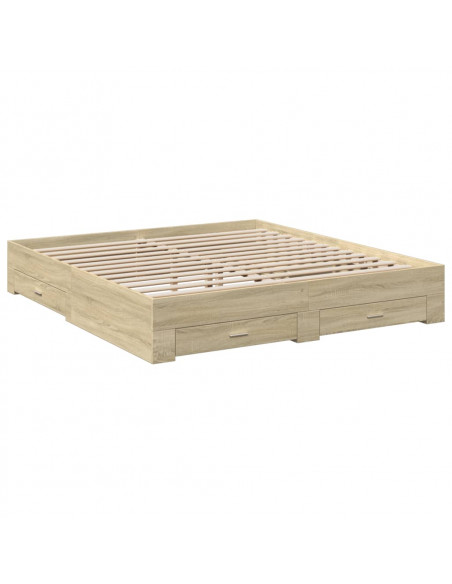 Giroletto Cassetti Rovere Sonoma 180x200 cm Legno Multistrato