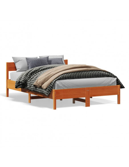 Giroletto con Testiera Marrone Cera 140x190 cm Massello Pino