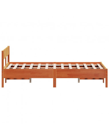 Giroletto con Testiera Marrone Cera 140x190 cm Massello Pino