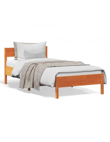 Giroletto con Testiera Marrone Cera 90x190 cm Massello Pino