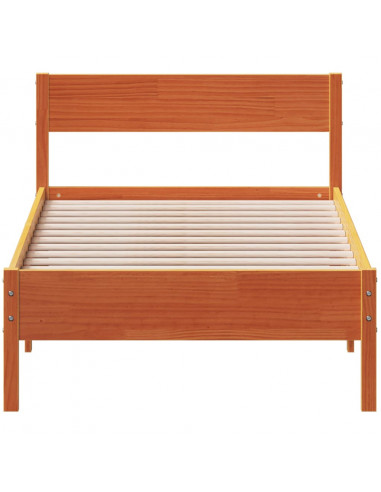 Giroletto con Testiera Marrone Cera 90x190 cm Massello Pino