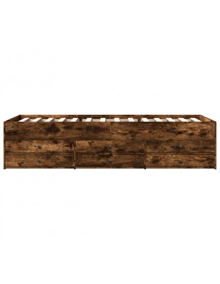 Divano Letto con Cassetti Rovere Fumo 100x200 cm Multistrato