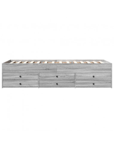 Divano Letto con Cassetti Grigio Sonoma 90x190 cm Multistrato