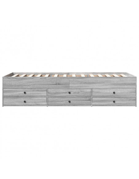 Divano Letto con Cassetti Grigio Sonoma 90x190 cm Multistrato