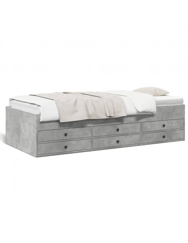 Divano Letto con Cassetti Grigio Cemento 90x190 cm Multistrato