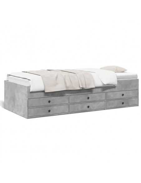 Divano Letto con Cassetti Grigio Cemento 90x190 cm Multistrato